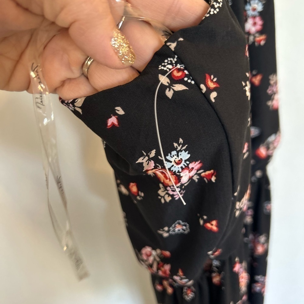 Trixxi medium black floral, sleeveless maxi length dress with side slit - Picture 5 of 13